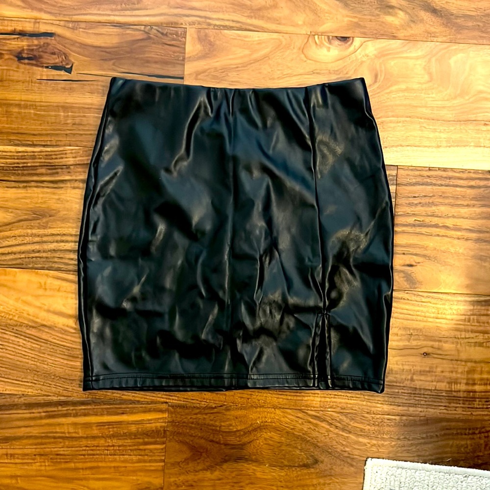 Black Faux Leather Mini Skirt